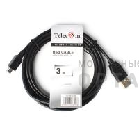Кабель TELECOM USB 2.0 - mini-B, черный, 3 м. (1/100) Кабель TELECOM USB 2.0 - mini-B, черный, 3 м. (1/100)