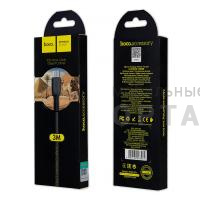 Кабель Usb to Micro HOCO X20, 3.0м, круглый, 2.1A, силикон, цвет: чёрный (1/30/300)