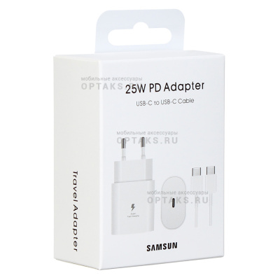 Ориг для Samsung, СЗУ в комплекте 25W PD Adapter USB-C to USB-C Cable, белый (в коробке) 