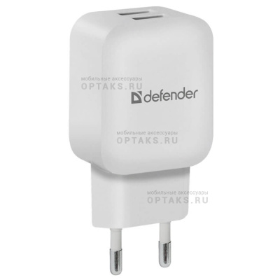 СЗУ блок питания Defender EPA-13, белый, 2xUSB, 5V/2.1А, пакет (1/200)